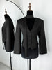 Women's Single-Breasted V-Neck Blazer with a Cinched Waist and Long Sleeves