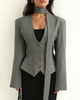 Women's Single-Breasted V-Neck Blazer with a Cinched Waist and Long Sleeves