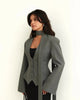 Women's Single-Breasted V-Neck Blazer with a Cinched Waist and Long Sleeves