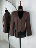 Women's Single-Breasted V-Neck Blazer with a Cinched Waist and Long Sleeves