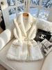Women's Winter High Quality Thicken Fur Hair Blazer Vest Luxury Golden Silk Edge Elegant White Sleeveless Formal