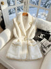 Women's Winter High Quality Thicken Fur Hair Blazer Vest Luxury Golden Silk Edge Elegant White Sleeveless Formal