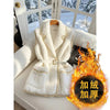 Women's Winter High Quality Thicken Fur Hair Blazer Vest Luxury Golden Silk Edge Elegant White Sleeveless Formal