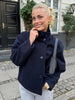 Women's Short Wool Blazer Coat with Notched Lapels and Pockets