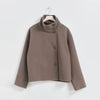 Women's Short Wool Blazer Coat with Notched Lapels and Pockets