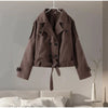 Women's Short Wool Blazer Coat with Notched Lapels and Pockets