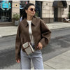 Women's Short Wool Blazer Coat with Notched Lapels and Pockets