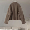 Women's Short Wool Blazer Coat with Notched Lapels and Pockets