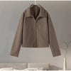 Women's Short Wool Blazer Coat with Notched Lapels and Pockets
