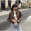Women's Short Wool Blazer Coat with Notched Lapels and Pockets