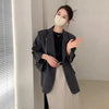 Women's Black Loose Fit Single Breasted Blazer with Long Sleeves for Spring and Autumn