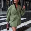 Women's Loose-Fit Double-Breasted Blazer with Notched Lapels and Patch Pockets