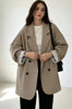 Women's Loose-Fit Double-Breasted Blazer with Notched Lapels and Patch Pockets