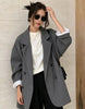 Women's Loose-Fit Double-Breasted Blazer with Notched Lapels and Patch Pockets