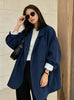 Women's Loose-Fit Double-Breasted Blazer with Notched Lapels and Patch Pockets