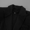 Women's Black Single-Button Blazer with Lace Patchwork and Long Sleeves