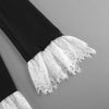 Women's Black Single-Button Blazer with Lace Patchwork and Long Sleeves