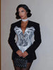 Women's V-Neck Blazer with Lace Patchwork and a Single-Breasted Front