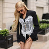 Women's V-Neck Blazer with Lace Patchwork and a Single-Breasted Front