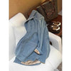 Women's Blue Denim Blazer with a Relaxed Fit and Long Sleeves