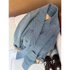 Women's Blue Denim Blazer with a Relaxed Fit and Long Sleeves