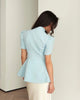 Women's Slim-Fit Short-Sleeve Blazer with a Stand Collar and Button Front