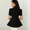 Women's Slim-Fit Short-Sleeve Blazer with a Stand Collar and Button Front