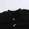 Women's Black Blazer with Gold Buttons and a Tailored Front
