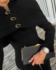 Women's Black Blazer with Gold Buttons and a Tailored Front