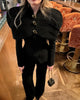 Women's Black Blazer with Gold Buttons and a Tailored Front