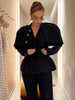 Women's Black Blazer with Gold Buttons and a Tailored Front