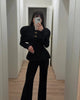 Women's Black Blazer with Gold Buttons and a Tailored Front