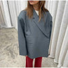Women's Asymmetric Double-Breasted Blazer with Side Slits in Gray Khaki or Black