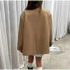 Women's Asymmetric Double-Breasted Blazer with Side Slits in Gray Khaki or Black