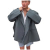 Women's Asymmetric Double-Breasted Blazer with Side Slits in Gray Khaki or Black