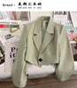 Women's Cropped Blazer with Single-Button Closure and Notched Lapels
