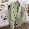 Women's Cropped Blazer with Single-Button Closure and Notched Lapels