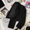 Women's Cropped Blazer with Single-Button Closure and Notched Lapels