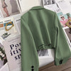 Women's Cropped Blazer with Single-Button Closure and Notched Lapels