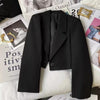 Women's Cropped Blazer with Single-Button Closure and Notched Lapels