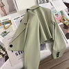 Women's Cropped Blazer with Single-Button Closure and Notched Lapels