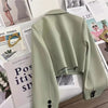 Women's Cropped Blazer with Single-Button Closure and Notched Lapels