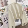 Women's Cropped Blazer with Single-Button Closure and Notched Lapels