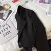 Women's Cropped Blazer with Single-Button Closure and Notched Lapels