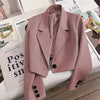 Women's Cropped Blazer with Single-Button Closure and Notched Lapels