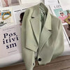 Women's Cropped Blazer with Single-Button Closure and Notched Lapels