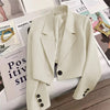 Women's Cropped Blazer with Single-Button Closure and Notched Lapels