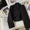 Women's Cropped Blazer with Single-Button Closure and Notched Lapels