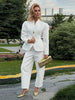 Women's Two-Piece Suit Set with a V-Neck Blazer and Straight-Leg Pants