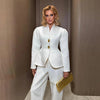 Women's Two-Piece Suit Set with a V-Neck Blazer and Straight-Leg Pants